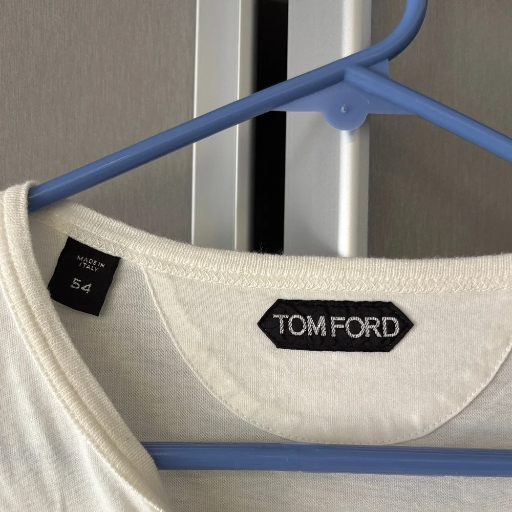 Tom Ford Cream Long-Sleeve Henley Shirt - Picture 2 of 5